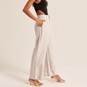 abercrombie tailored wide leg pant - cream/off white